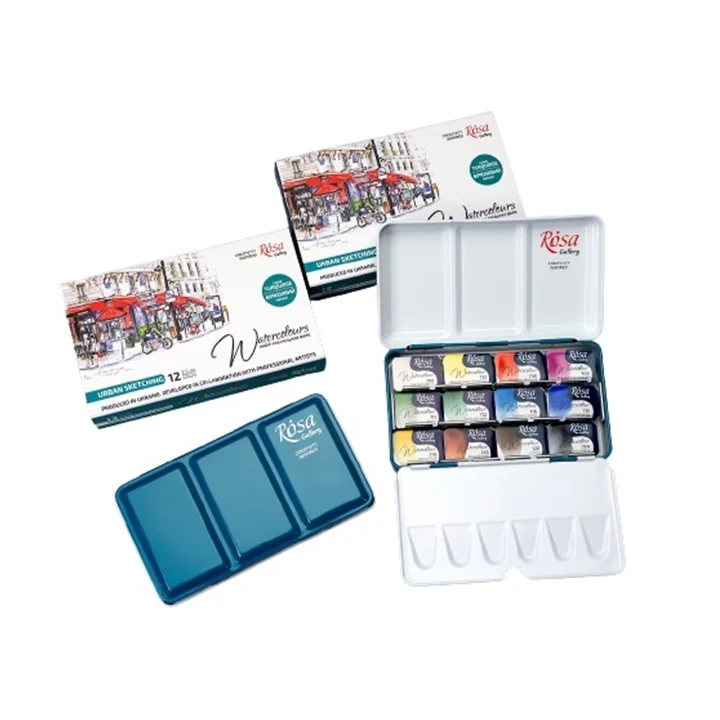 Акварелни бои Rosa Gallery - комплект Urban Sketching 12 x 2,5 ml