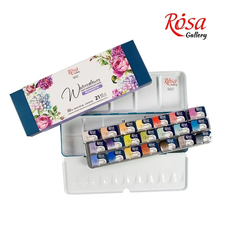 Акварелни бои Rosa Gallery - комплект Romantic 21 x 2,5 ml