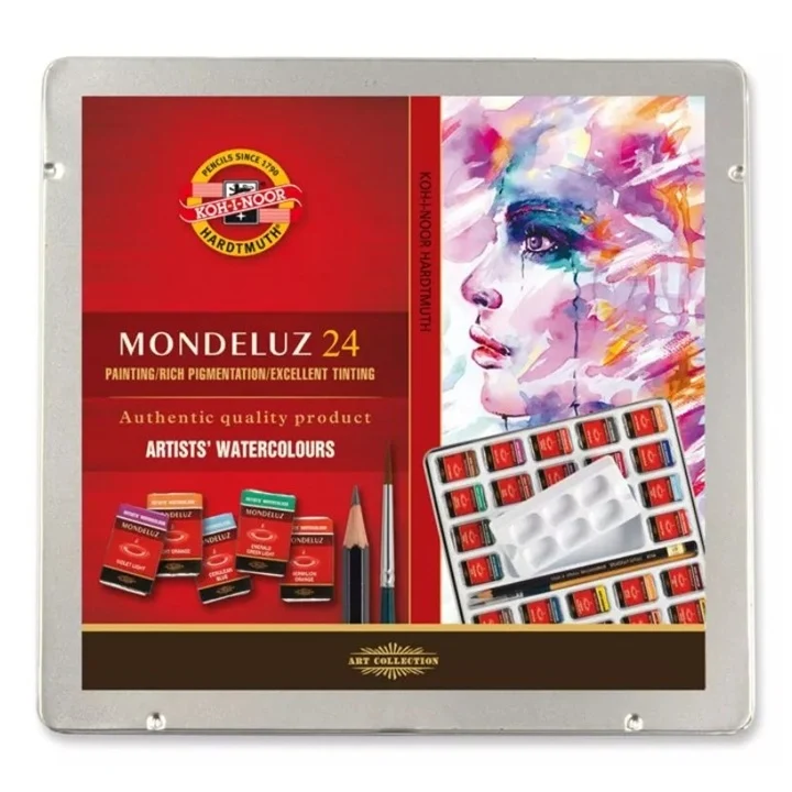 Акварелни бои Mondeluz в метална кутия / 24 бр.