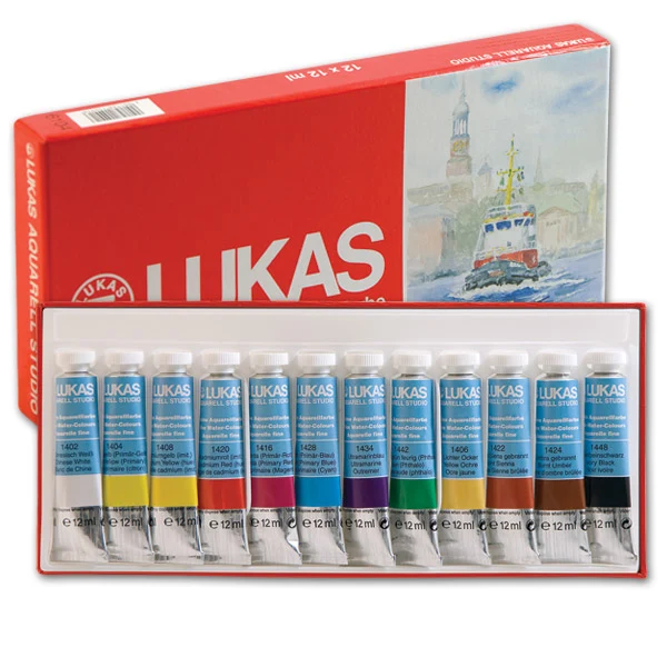 Акварели LUKAS STUDIO 12x10 мл - комплект в картонена кутия