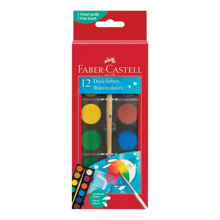 Акварели FABER-CASTELL 12 цвята - 30 мм