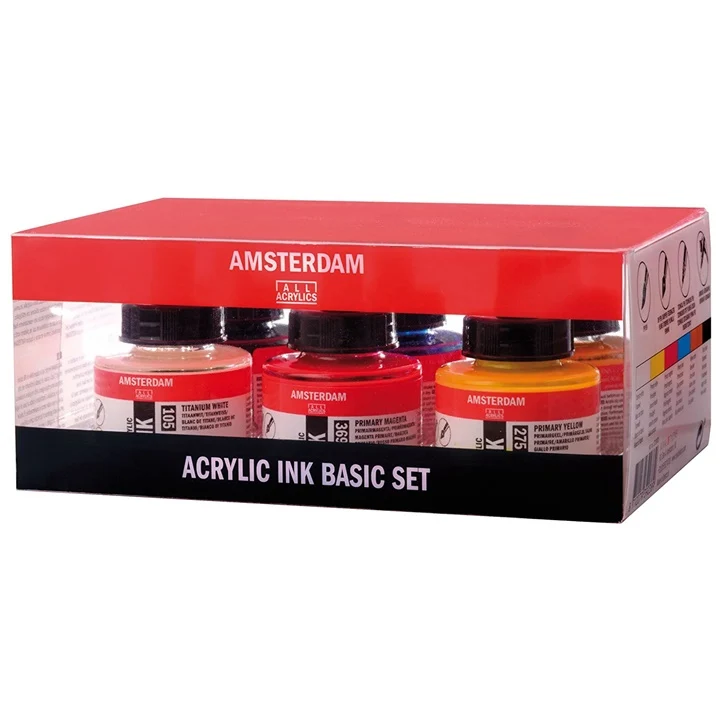 Акрилно мастило Amsterdam - Basic комплект - 6 х 30 мл