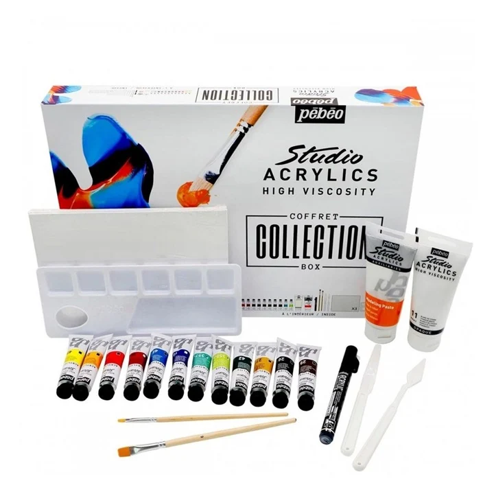 Акрилни бои Pebeo Studio acrylics Box с аксесоари - 23 части