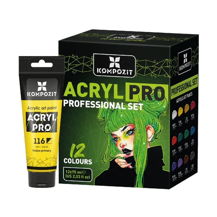 ACRYL PRO PROFESSIONAL Комплект акрилни бои 12x75 ml