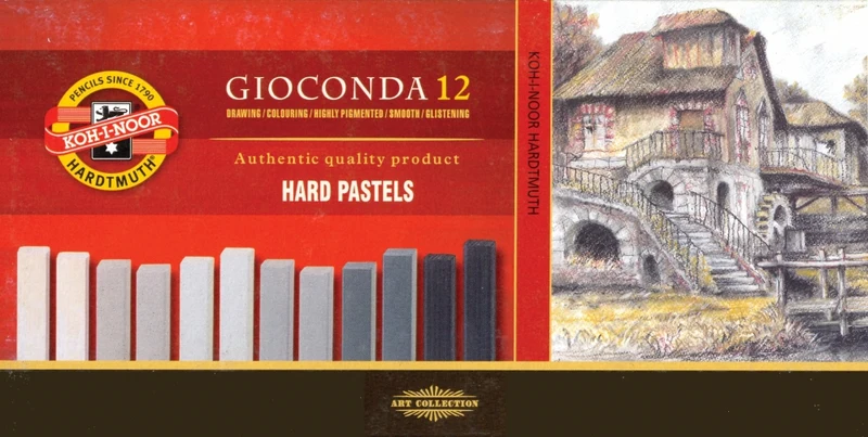 8122G Маслени пастели GIOCONDA HARD 12бр- 7x7mm- сиви нюанси