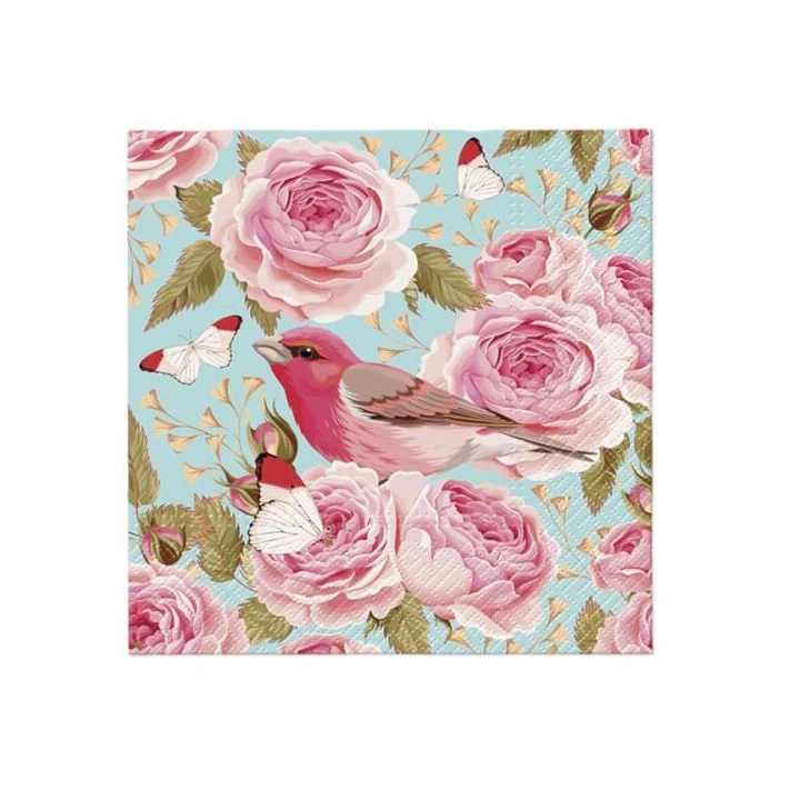 Декупажни салфетки - English Roses Bird - 1бр.