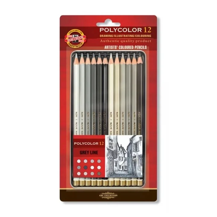 KOH‑I‑NOOR Polycolor ceruzky / šedé odtiene, 12 ks