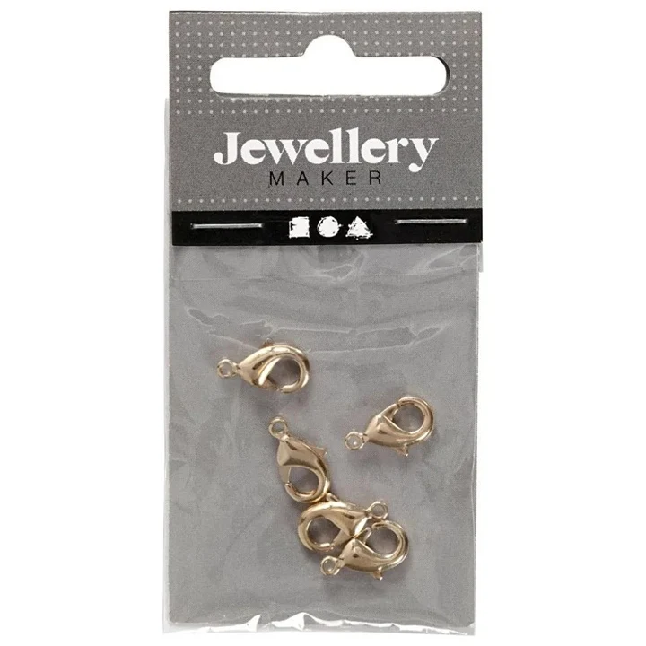 Karabínky na šperky, 10,1 mm, zlaté, 5 ks