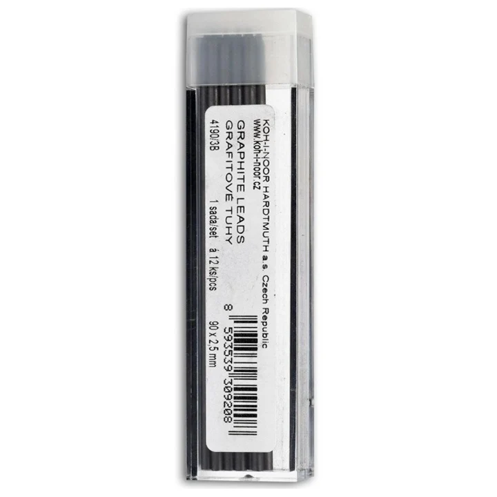 Grafitové tuhy KOH‑I‑NOOR 2,5 mm 3B – sada 12 ks