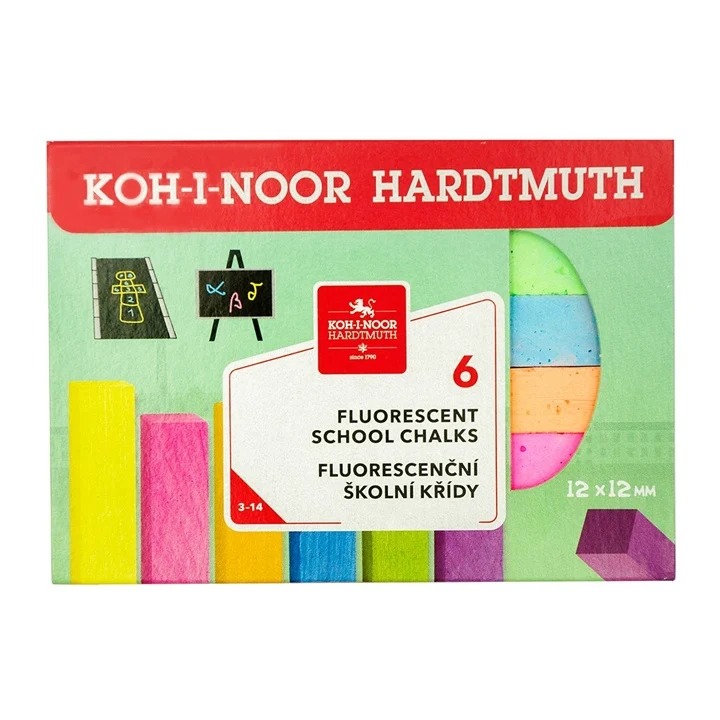 Fluorescenčné školské kriedy KOH-I-NOOR, sada 6 farieb