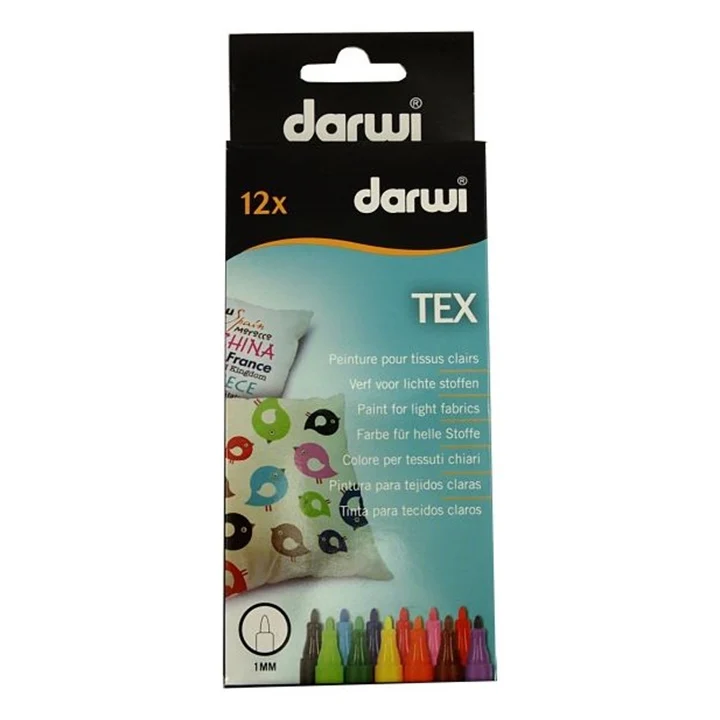 DARWI TEX fixy na textil 12 x 3ml - sada