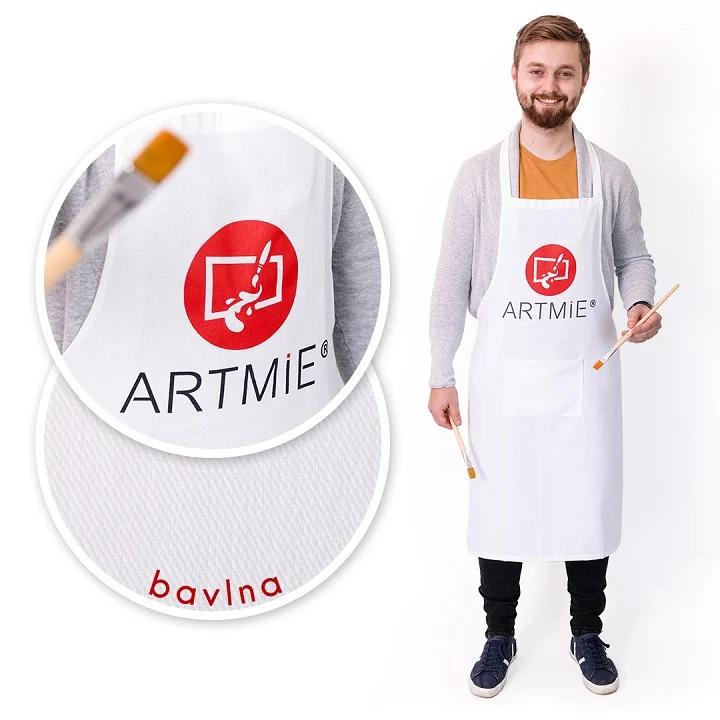 Bavlnená zástera s logom ARTMIE - biela