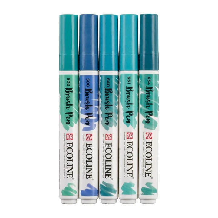 Akvarelové perá Ecoline Brush Pen Green Blue