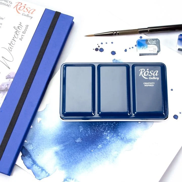 Μεταλλική κασετίνα για ακουαρέλ, Indigo, 12 θέσεις, ROSA GALLERY