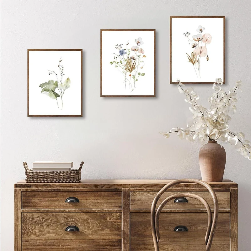 Dazzlewall Aquarell Blumen Wandbilder 30x40 cm 3er Set