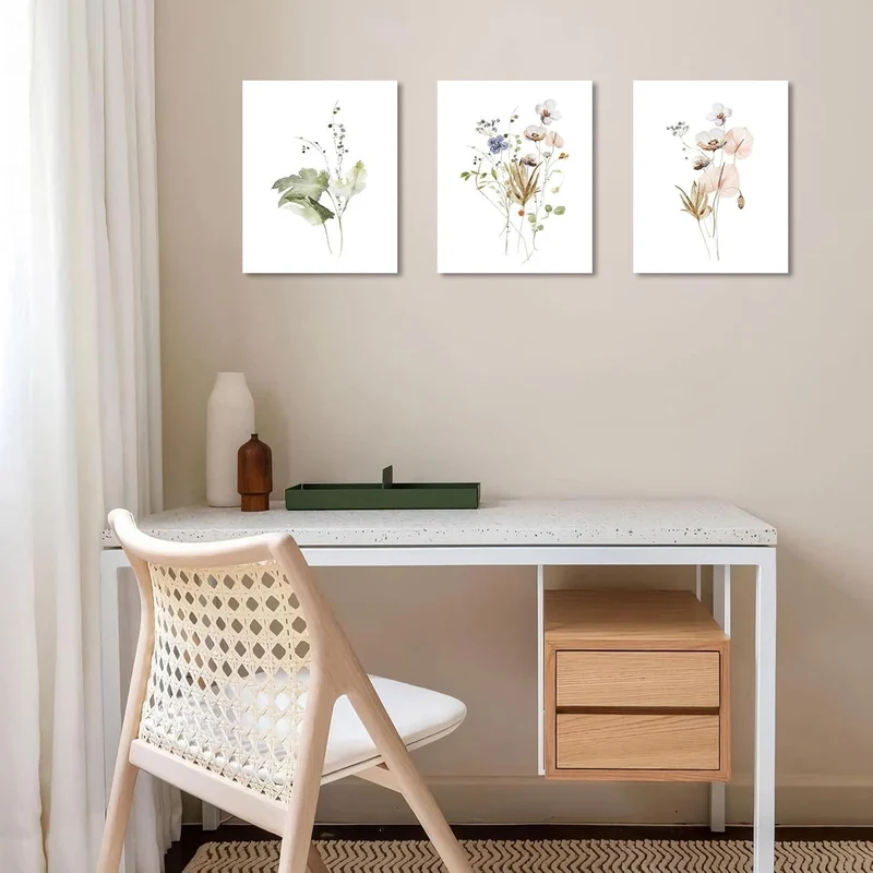 Dazzlewall Aquarell Blumen Wandbilder 30x40 cm 3er Set