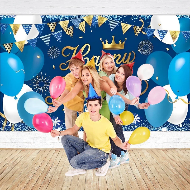 Geburtstag Dekoration Banner, Marineblau Gold, 180x110 cm
