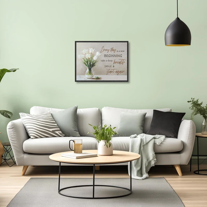Motivierendes Poster Weiß Blumen Leinwandbild Spruch Deko