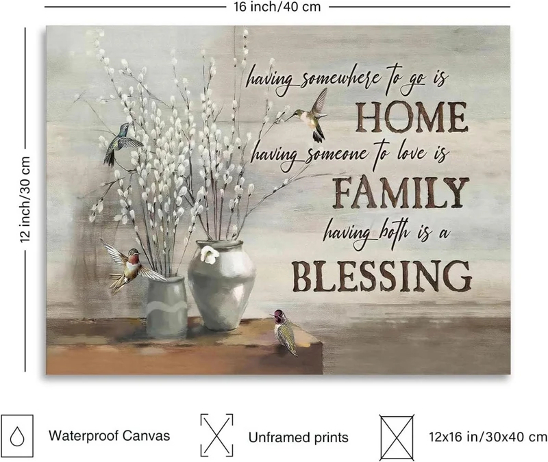 Dazzlewall Vintage Blumen Vögel Poster 12x16 Wohnzimmer