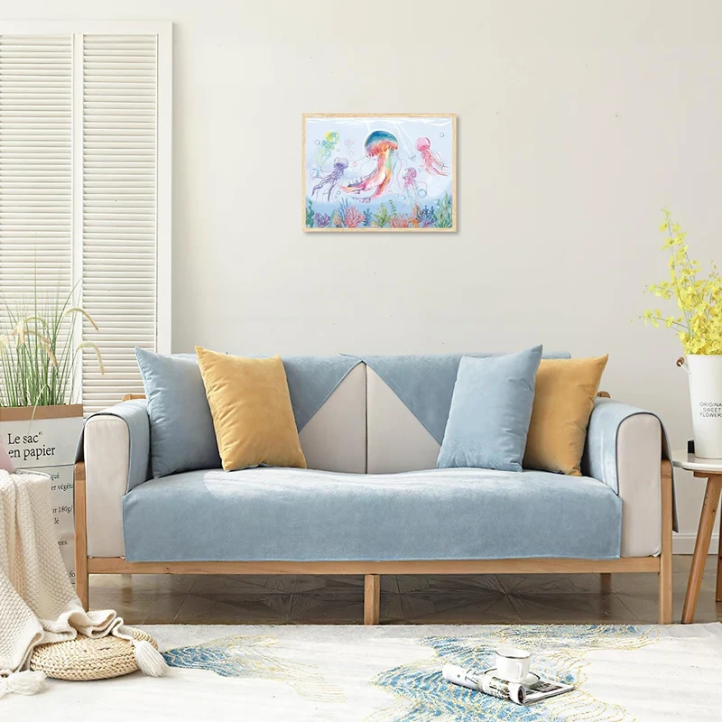 Aquarell Quallen Poster Ozean Wanddekoration Leinwand 12x16