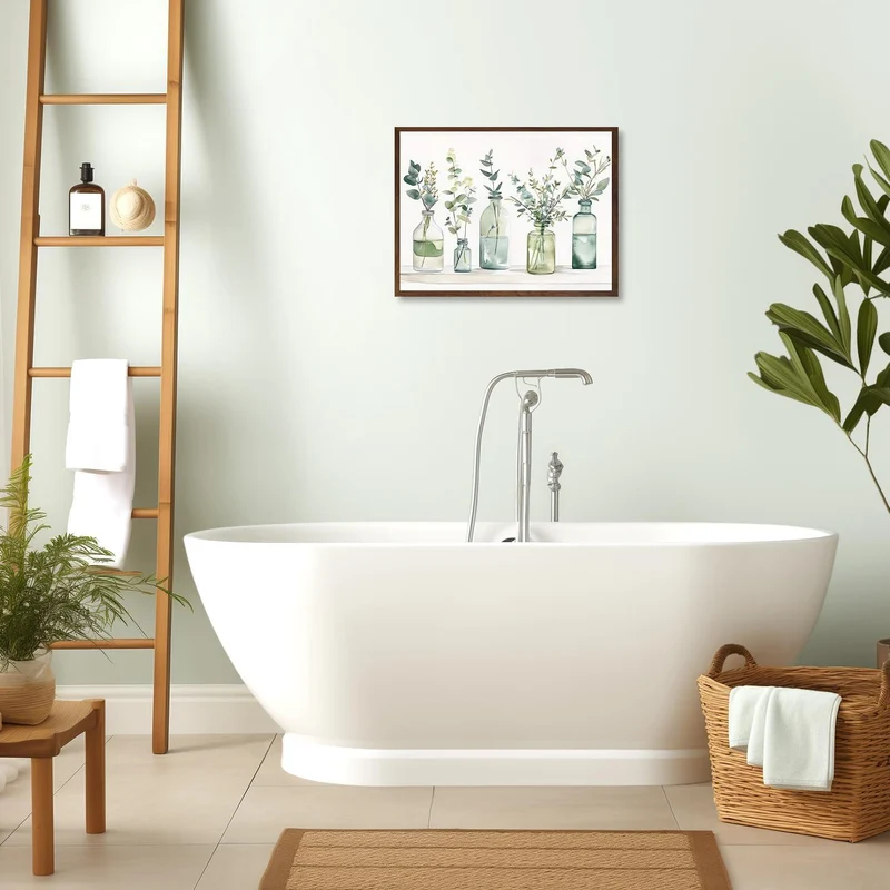 Botanische Wandbilder Badezimmer Flaschen Pflanzen