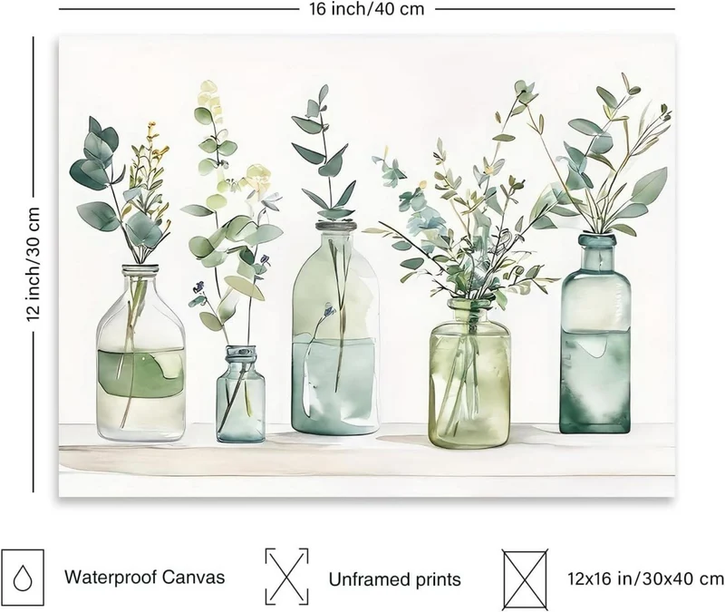 Botanische Wandbilder Badezimmer Flaschen Pflanzen