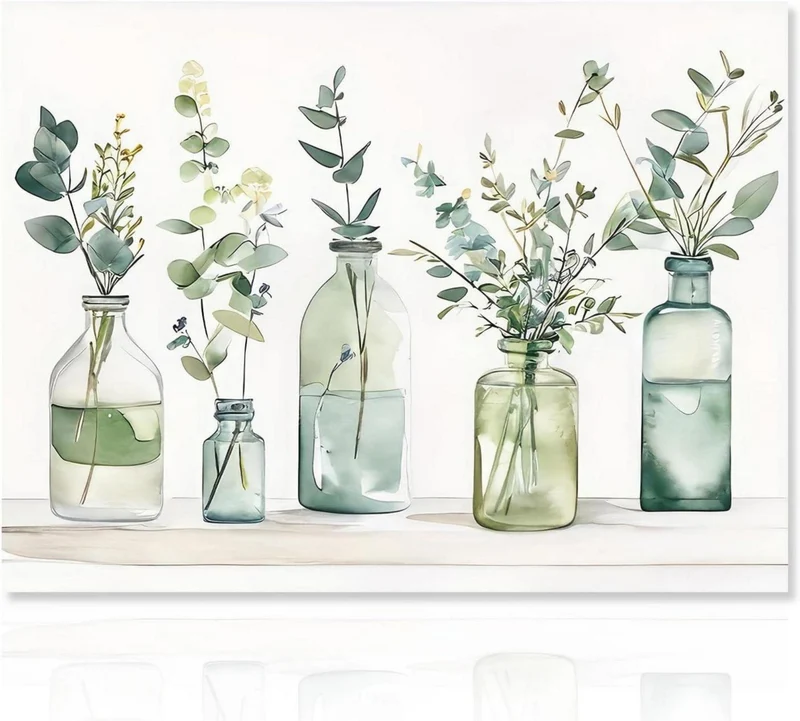 Botanische Wandbilder Badezimmer Flaschen Pflanzen