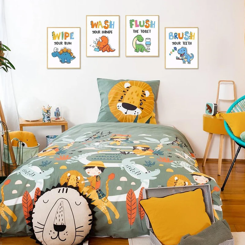 Dinosaurier Badezimmer Wandbilder Set 20x25 cm Lustige