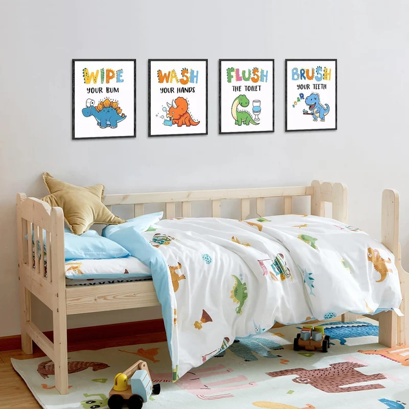 Dinosaurier Badezimmer Wandbilder Set 20x25 cm Lustige