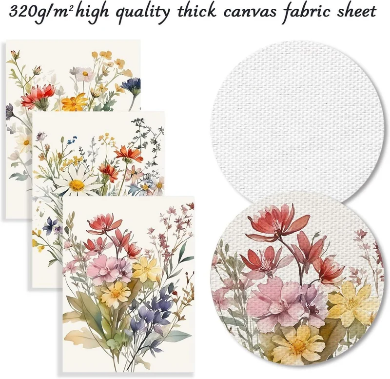 Aquarell Blumen Wandbilder Set 3 Stück, Wildblumen Leinwand