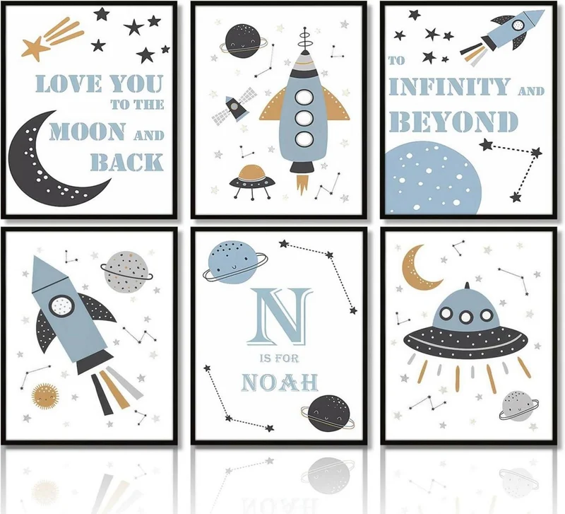 Weltraum Inspirationsposter für Jungen Zimmer 20x25 cm 6er