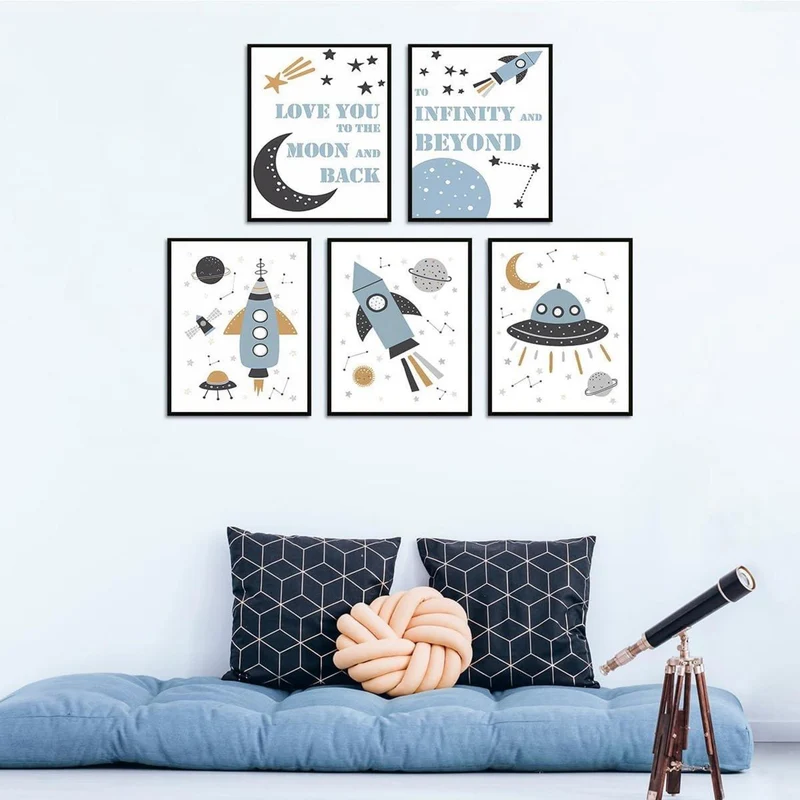 Weltraum Inspirationsposter für Jungen Zimmer 20x25 cm 6er