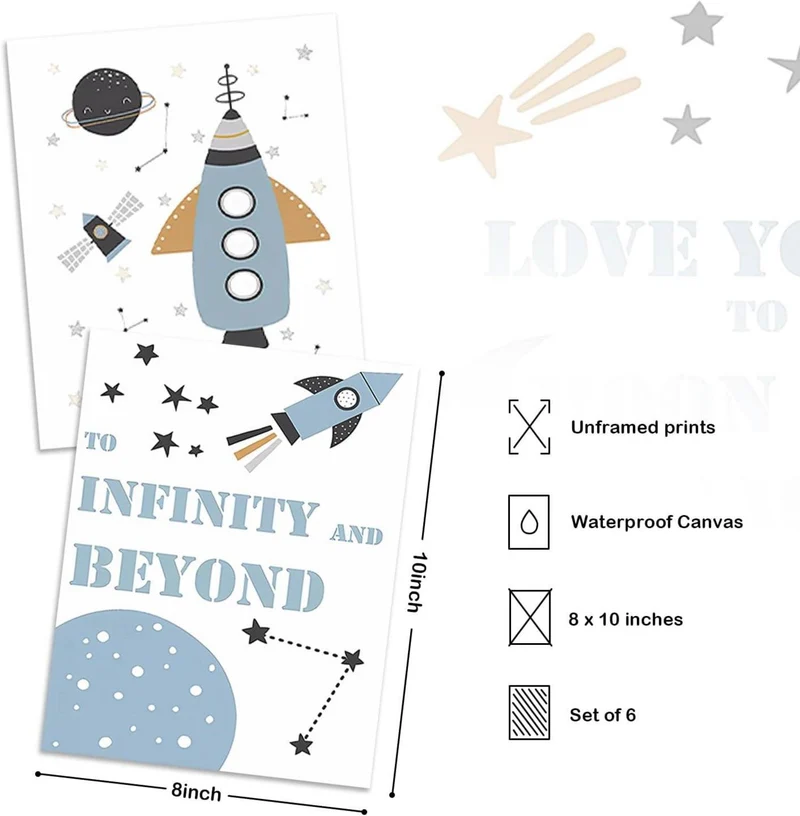 Weltraum Inspirationsposter für Jungen Zimmer 20x25 cm 6er