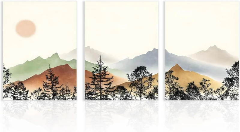 Abstrakte Berg Wandposter Set 12x16 Boho Wohnzimmer Dekor