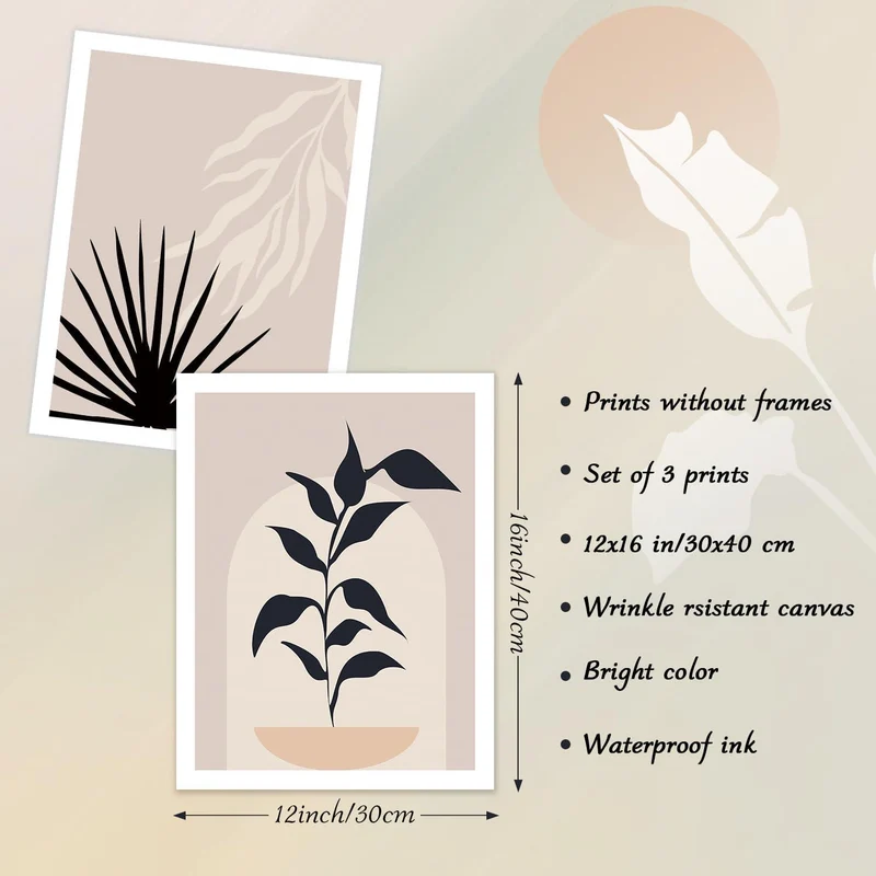 Abstrakte Boho Wanddekoration Poster Set Salbei Grün Sonne