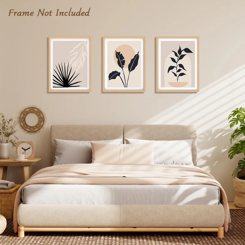 Abstrakte Boho Wanddekoration Poster Set Salbei Grün Sonne
