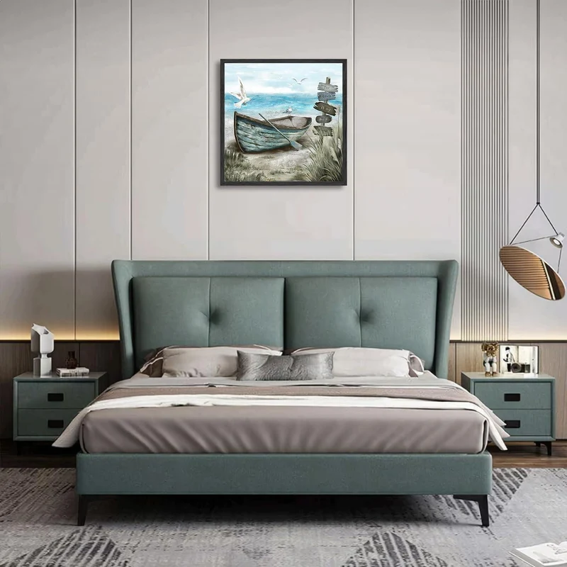Strand Wanddekoration Poster Möwe Meer Boot Ozean Rustikales