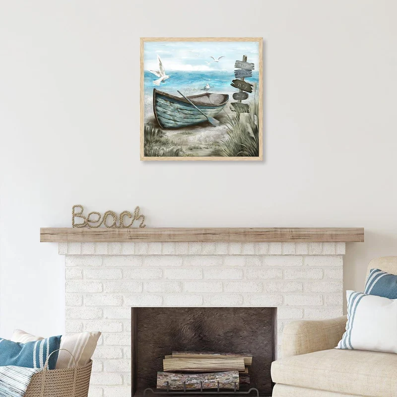 Strand Wanddekoration Poster Möwe Meer Boot Ozean Rustikales