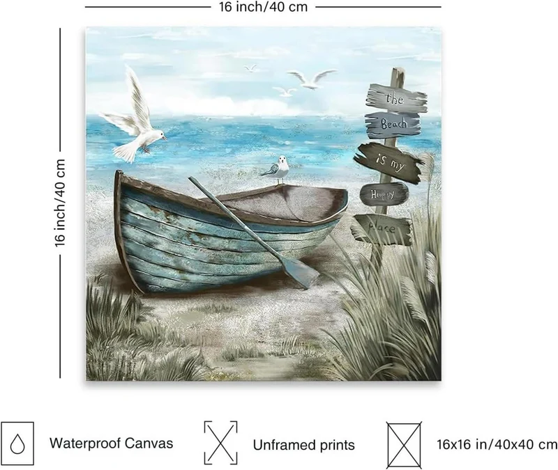 Strand Wanddekoration Poster Möwe Meer Boot Ozean Rustikales