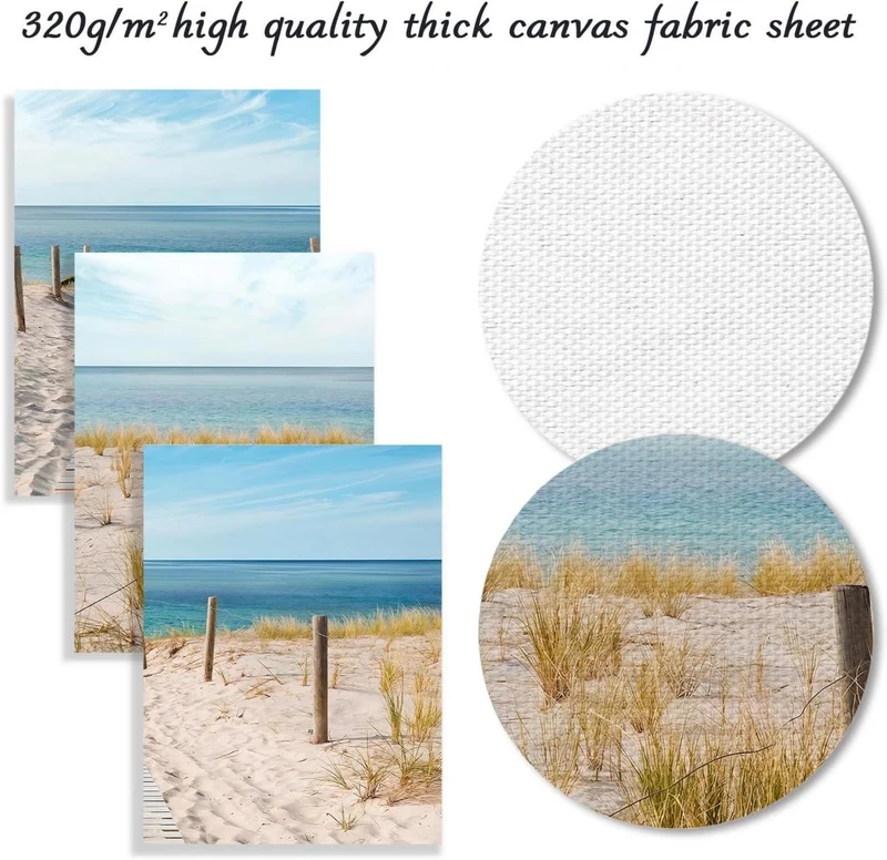 3er Set Strand Leinwandbilder Blauer Himmel Meer Wandkunst