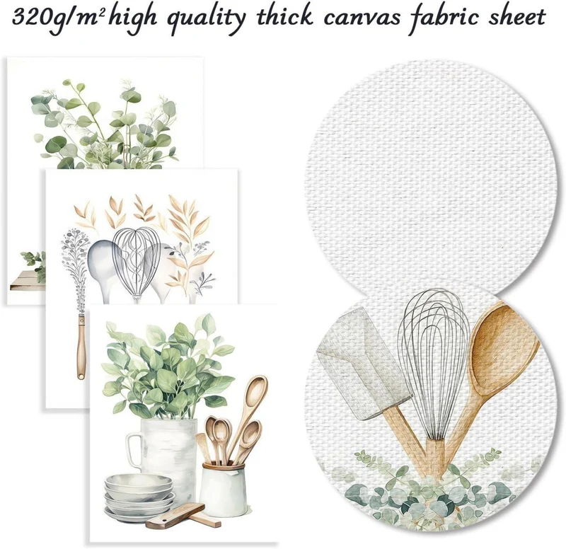 Botanische Küche Wandbilder 4er Set Salbei Grün Eukalyptus