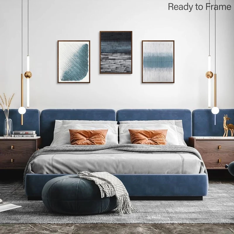 Abstrakte Marineblaue Kunstdrucke Poster Set 30x40 cm ohne