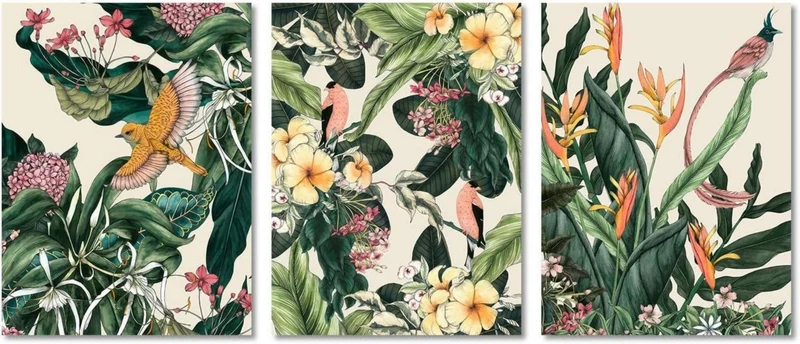 Blume Vogel Vintage Wand Poster Set 12x16 Botanisches Drucke