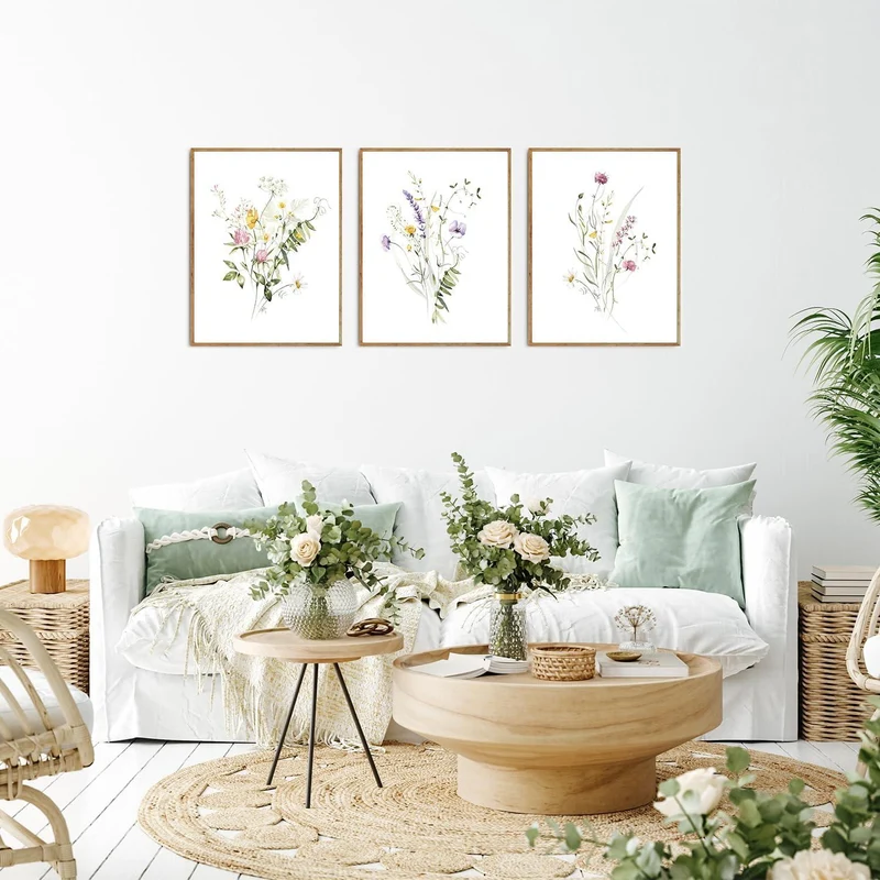 NymphFable Wildflower Watercolor Floral Poster Set 12x16