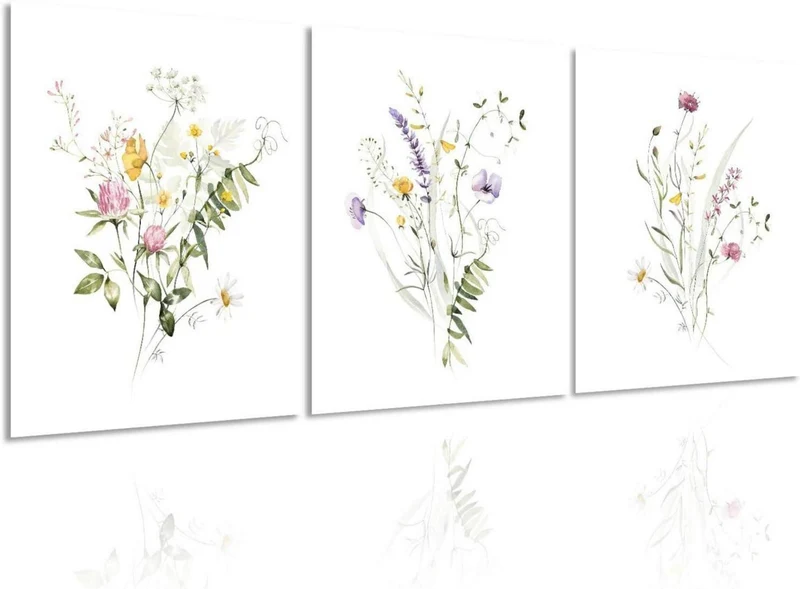 NymphFable Wildflower Watercolor Floral Poster Set 12x16