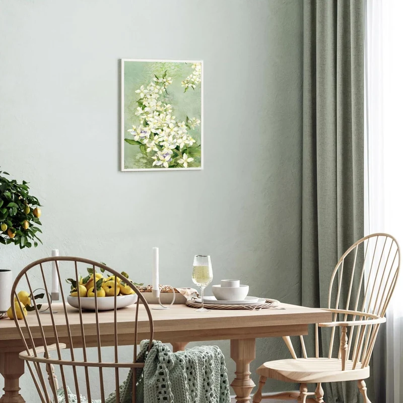 Moderne Weiße Blumen Wandbild Leinwand Poster 12x16 für
