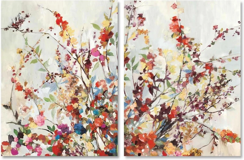 Wildblumen Vintage Leinwand Bilder 12x16 Set für Wohnzimmer