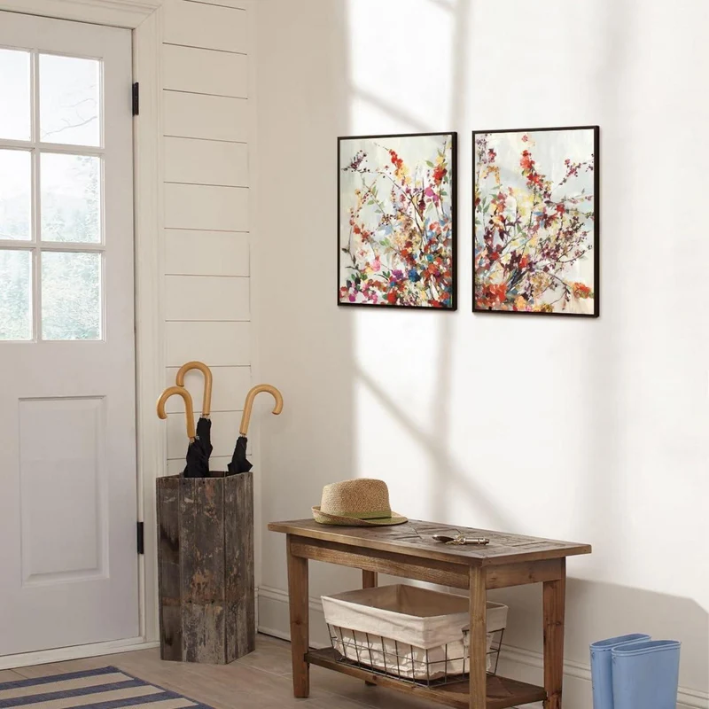 Wildblumen Vintage Leinwand Bilder 12x16 Set für Wohnzimmer