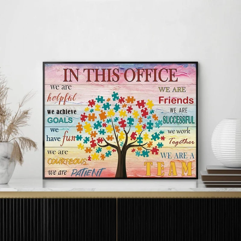 Motivationsposter Puzzle Baum Teamwork Sprüche 30x40 cm