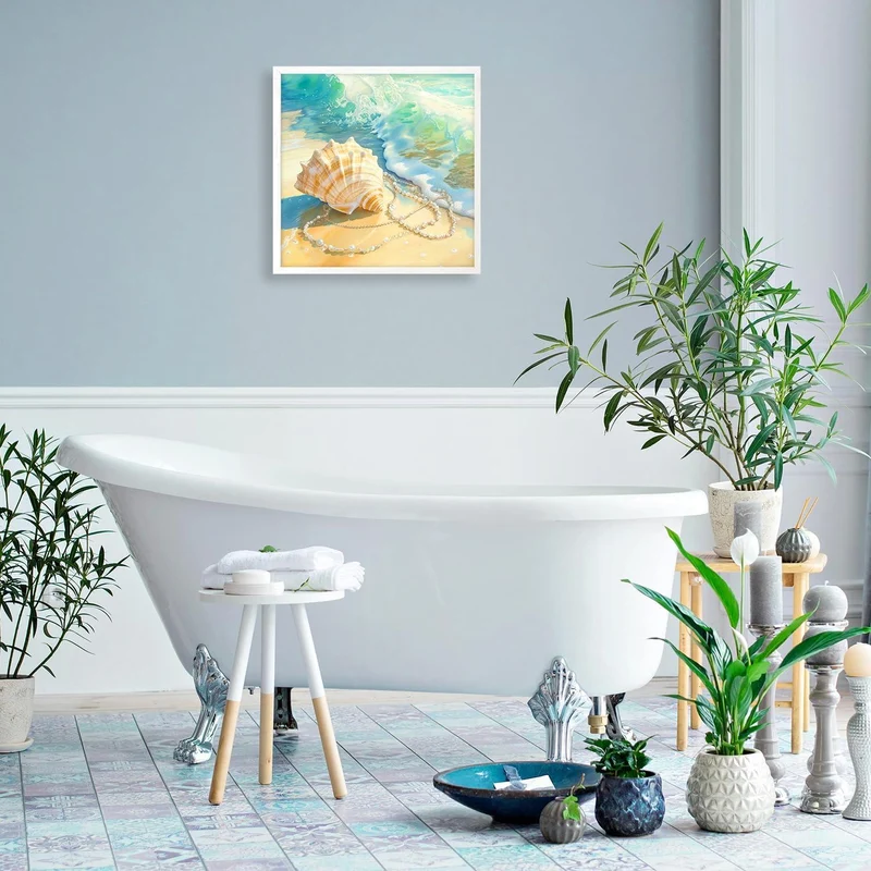 Moderne Muschel Welle Leinwand Poster 14x14 Strand Dekor